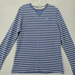 Ditch Plains Men Shirt Size M Blue Preppy Stripe Thermal Waffle Long Sleeves Top